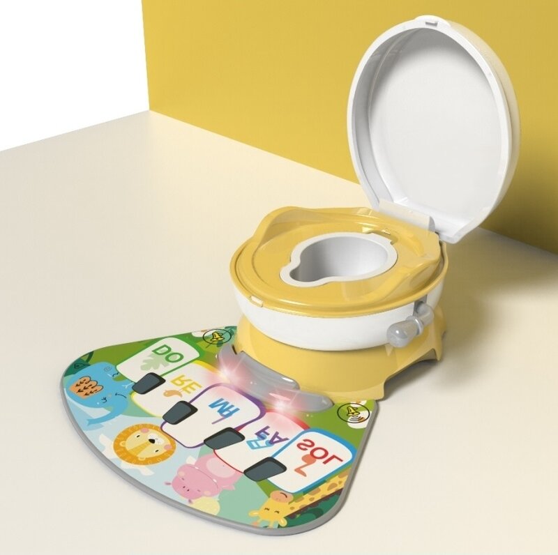 Olita cu reductor detasabil si covor muzical tip pian galbena
